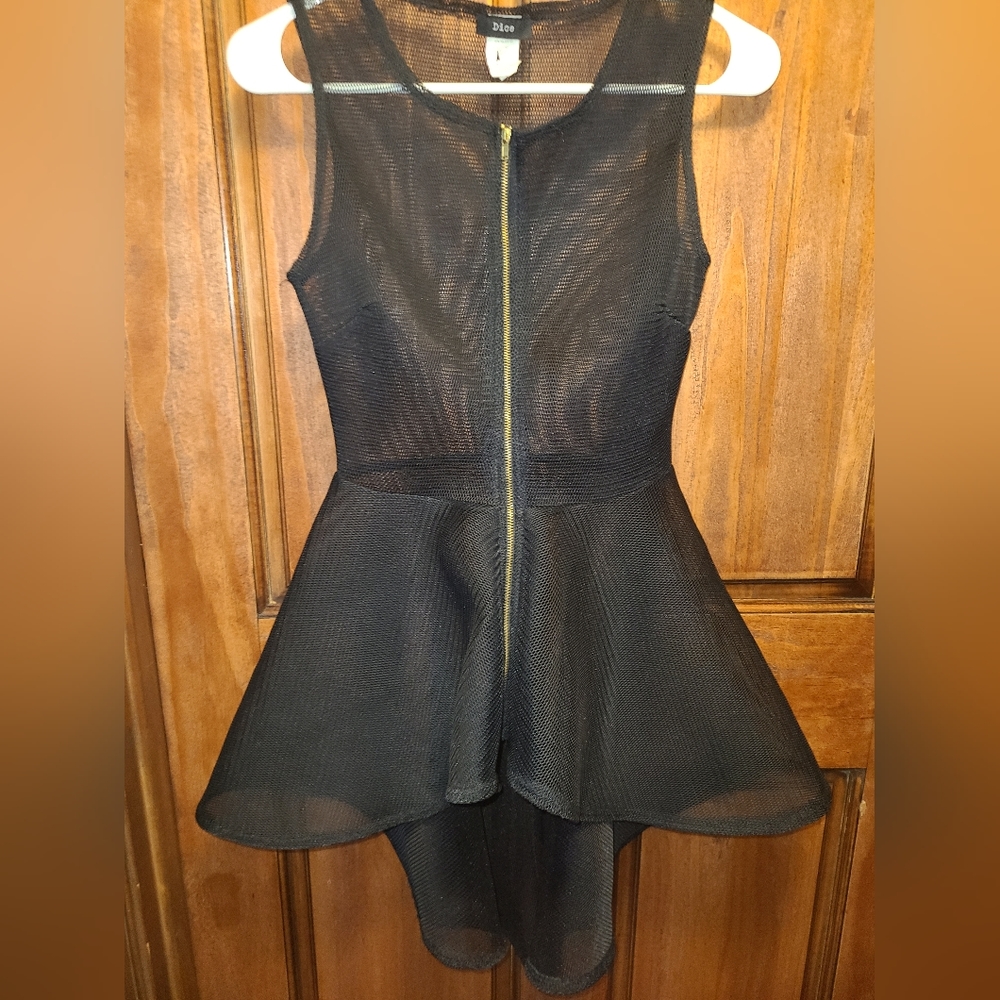 Dice Net Mesh High Low Dress Size Small Black
